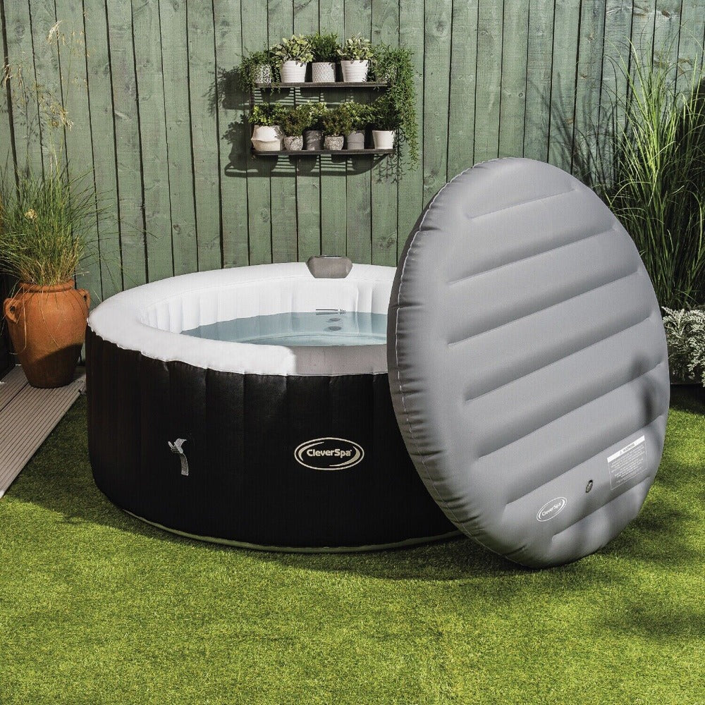 CleverSpa Inflatable Round Cover Support Lid - being used in a hot tub.