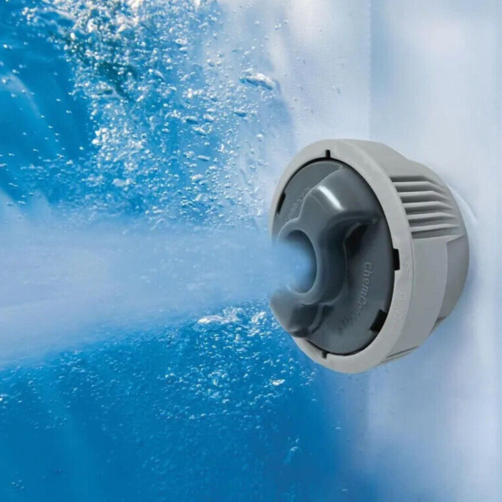 Lay-Z-Spa Chem Connect Chemical Dispenser - being used in a hot tub.